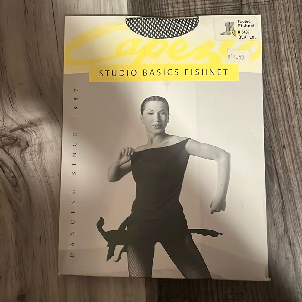 Capezio black fishnet tights NWT size L/XL